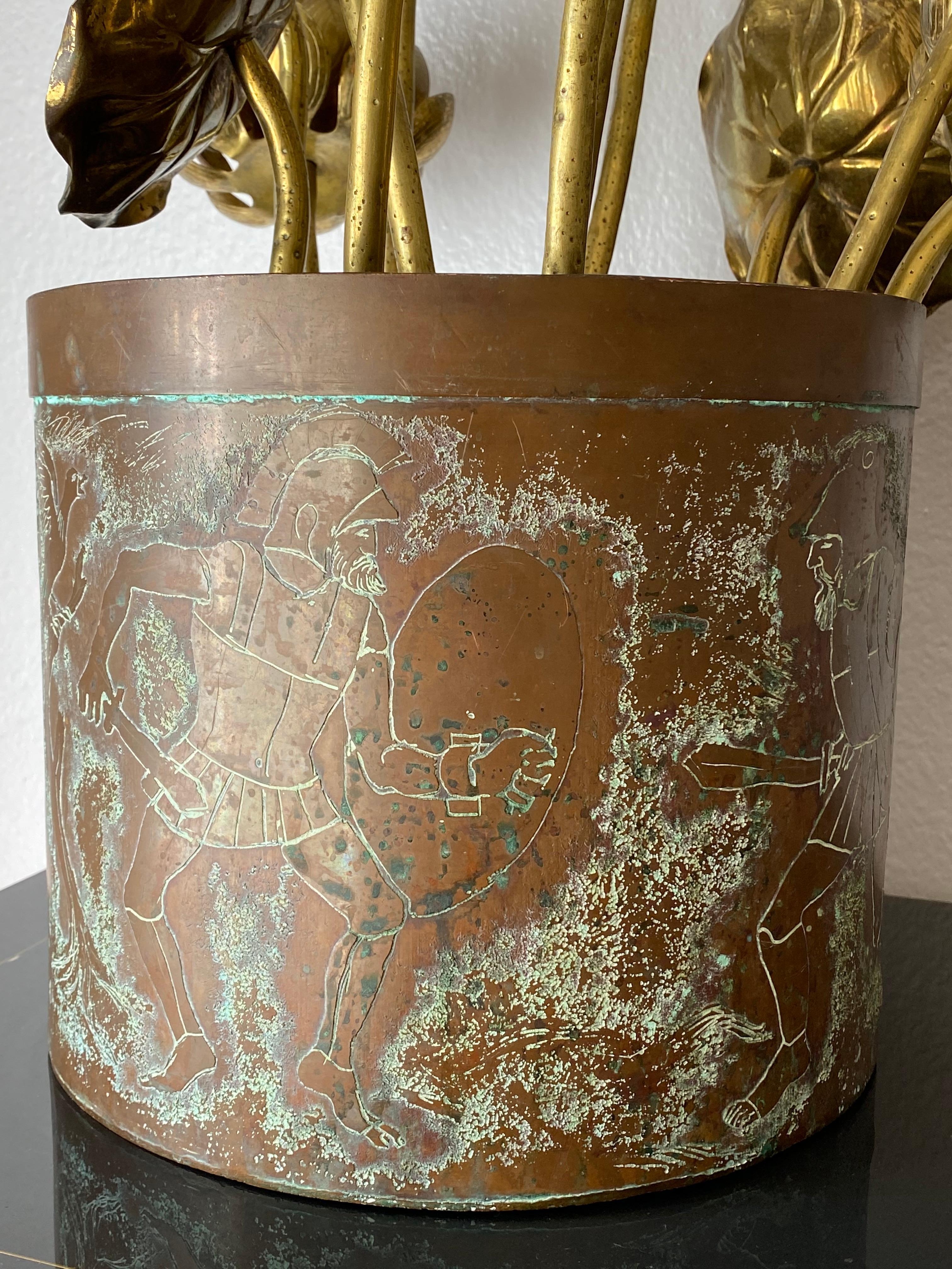 Mid-20th Century Etched Copper Planter Style of LaVerne For Sale