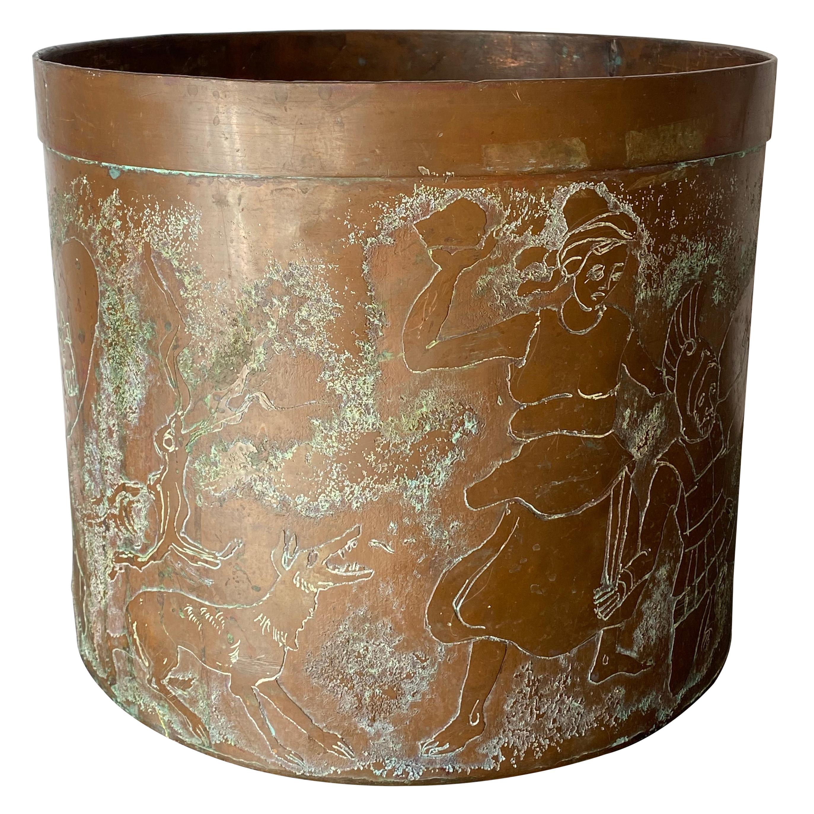 Etched Copper Planter Style of LaVerne