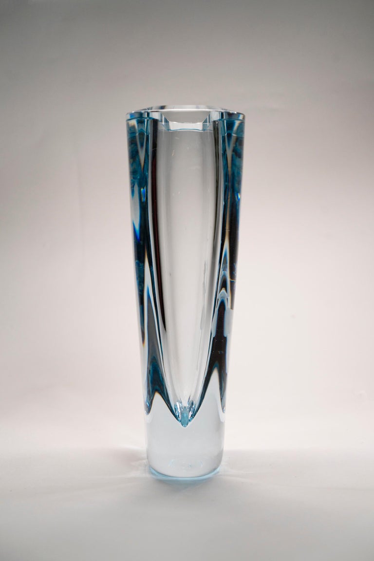 Etched Crystal Glass Vase "Girl with Flowers" by Gunnar Nylund