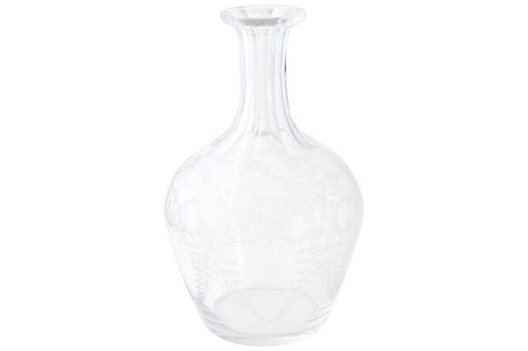 Etched Floral Crystal Decanter For Sale at 1stDibs