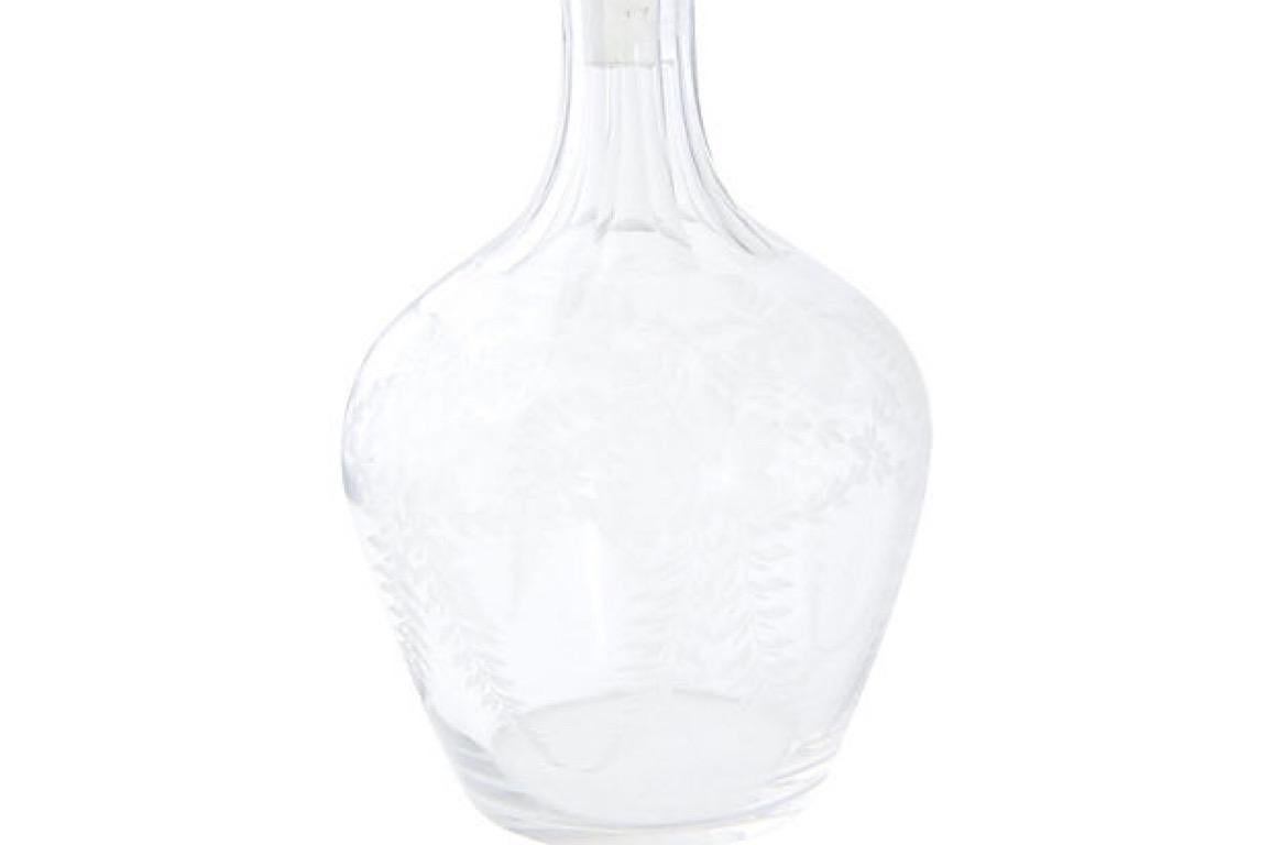 20th Century Etched Floral Crystal Decanter For Sale