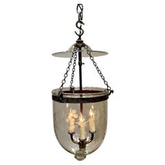 Etched Foliate 3-Light Bell Jar Lantern
