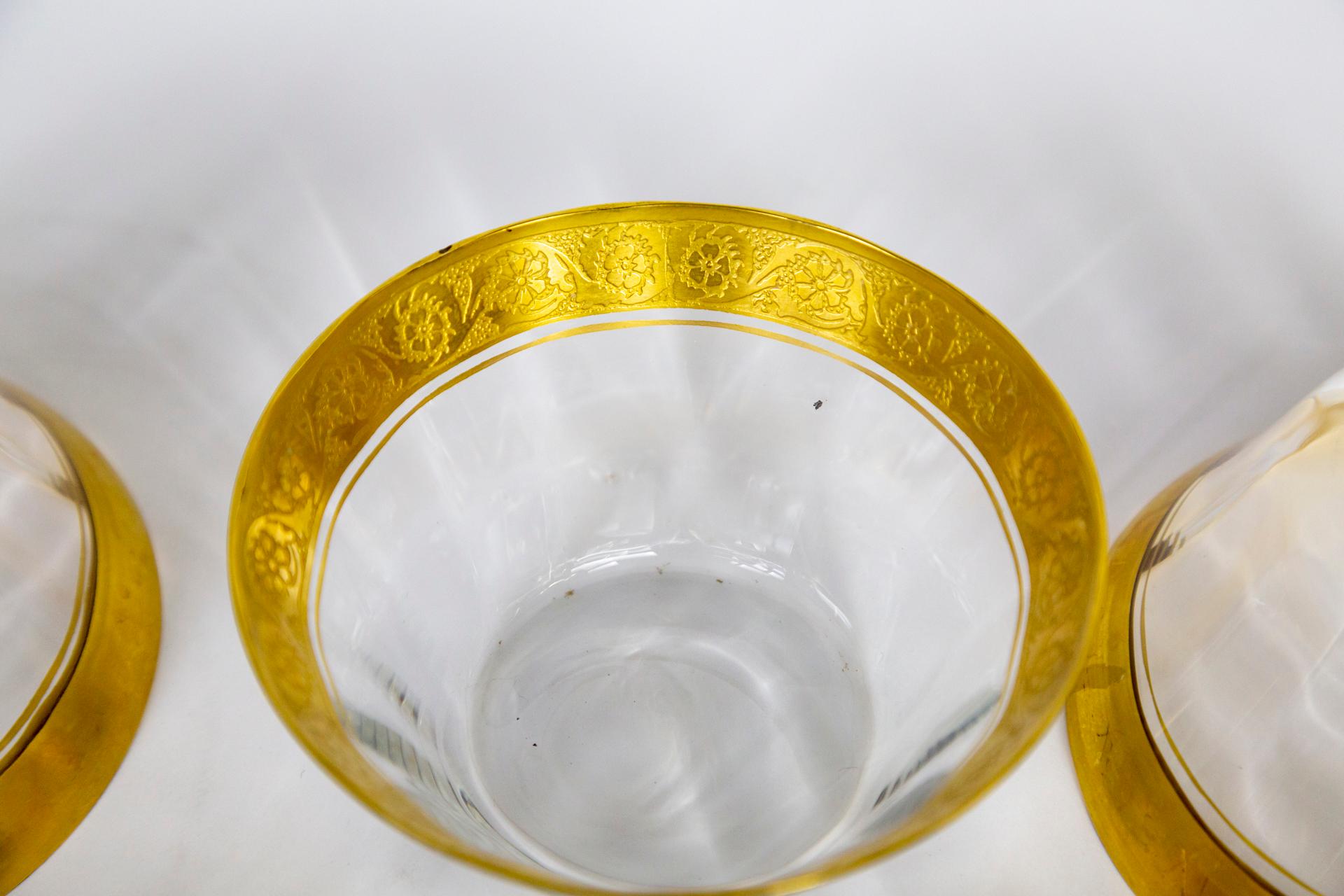 Etched Gilt Rimmed Clear Blown Glass Dessert Bowls, Set of 10 For Sale 10