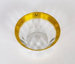 Etched Gilt Rimmed Clear Blown Glass Dessert Bowls, Set of 10