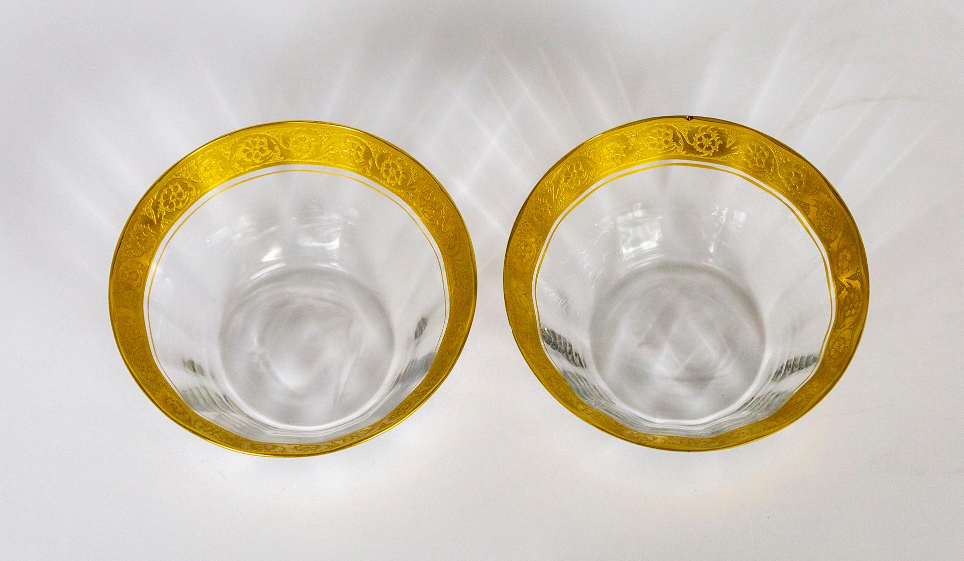 Etched Gilt Rimmed Clear Blown Glass Dessert Bowls, Set of 10 For Sale 5