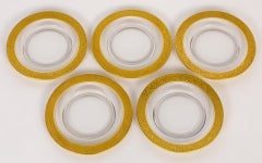 Etched Gilt Rimmed Crystal Bread & Butter / Dessert Plates, Set of 11