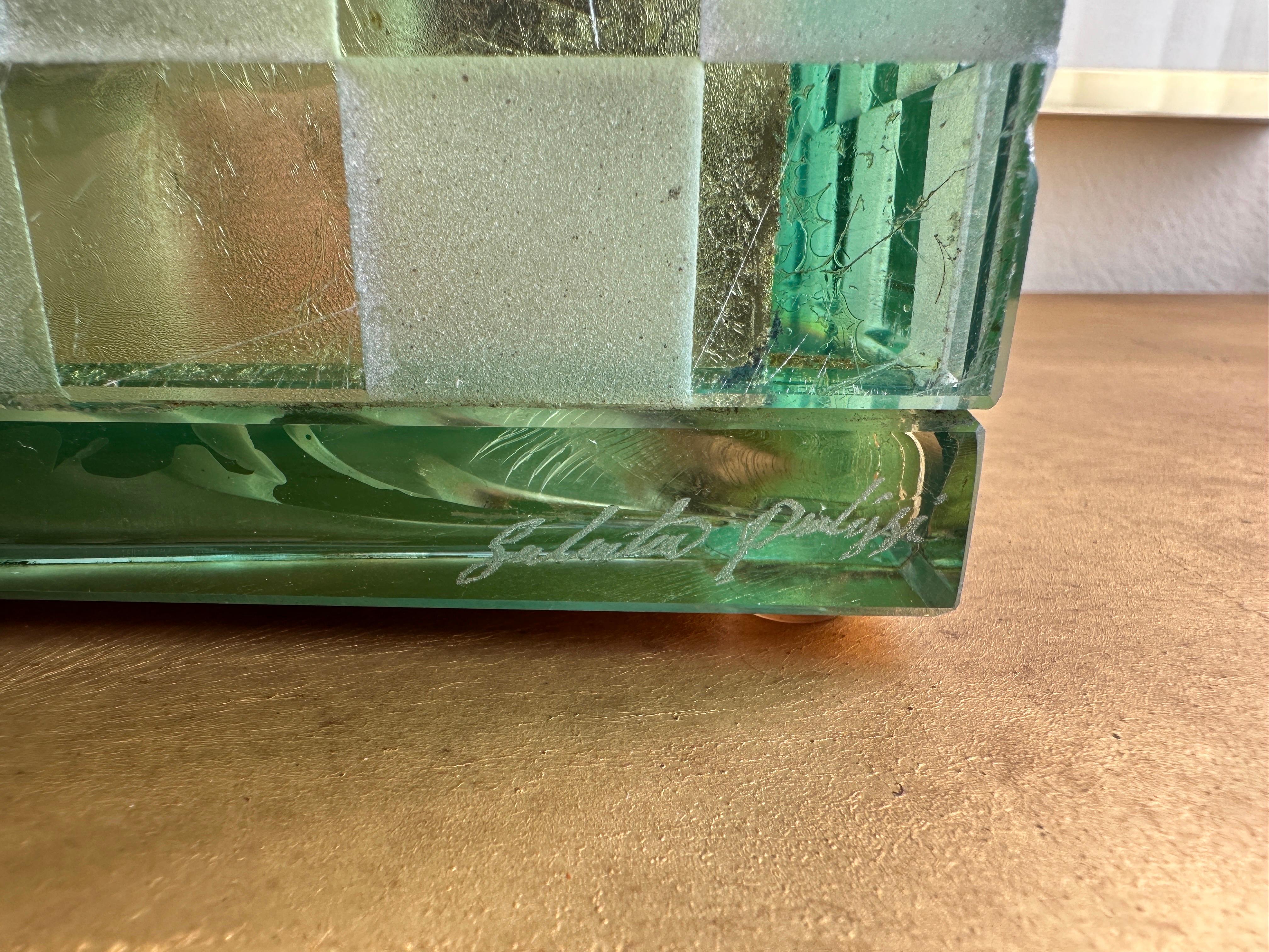 Etched Glass and Gold Leaf Decorative Box by Salvatore Polizzi For Sale 4