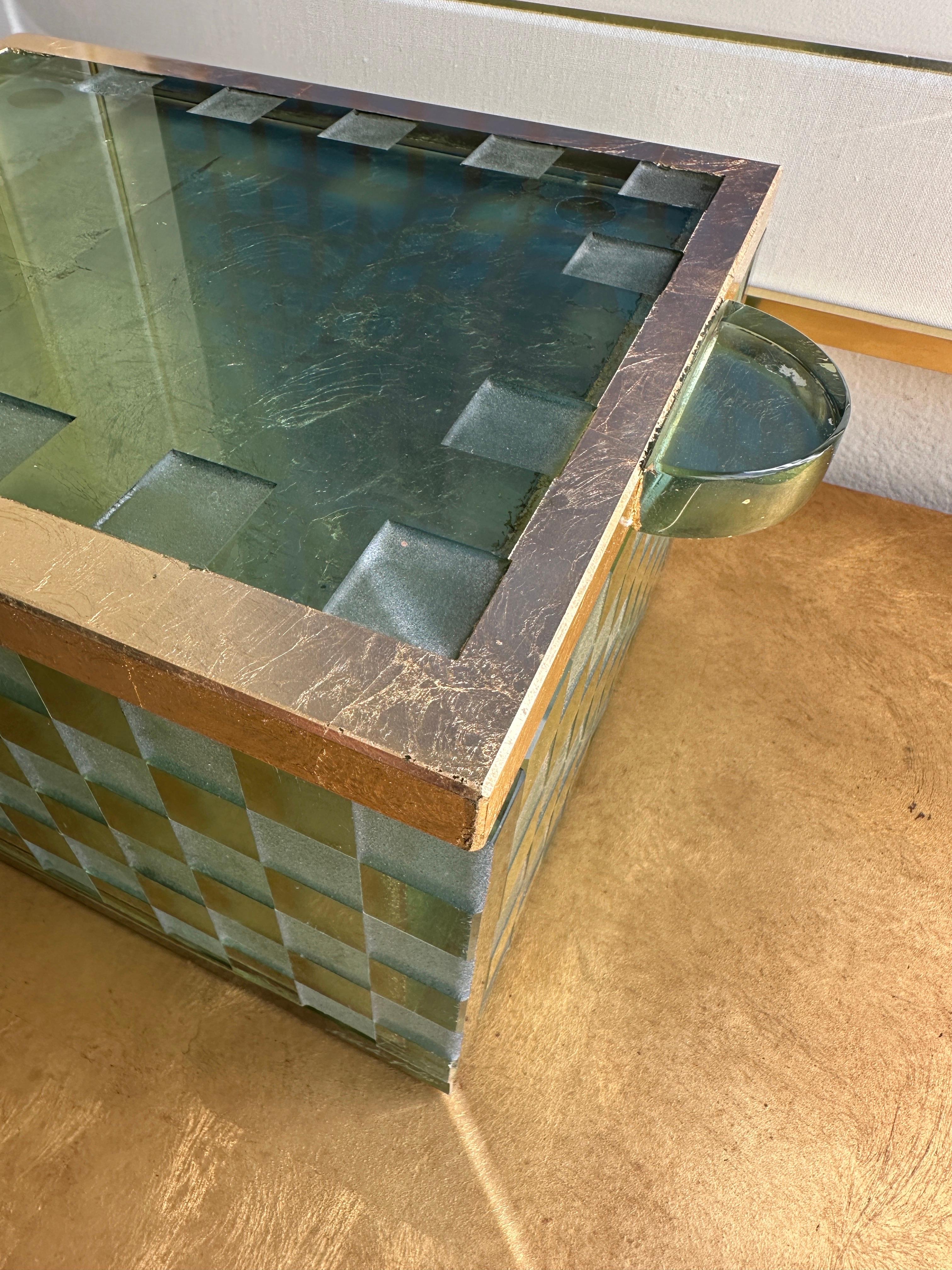 Etched Glass and Gold Leaf Decorative Box by Salvatore Polizzi For Sale 6