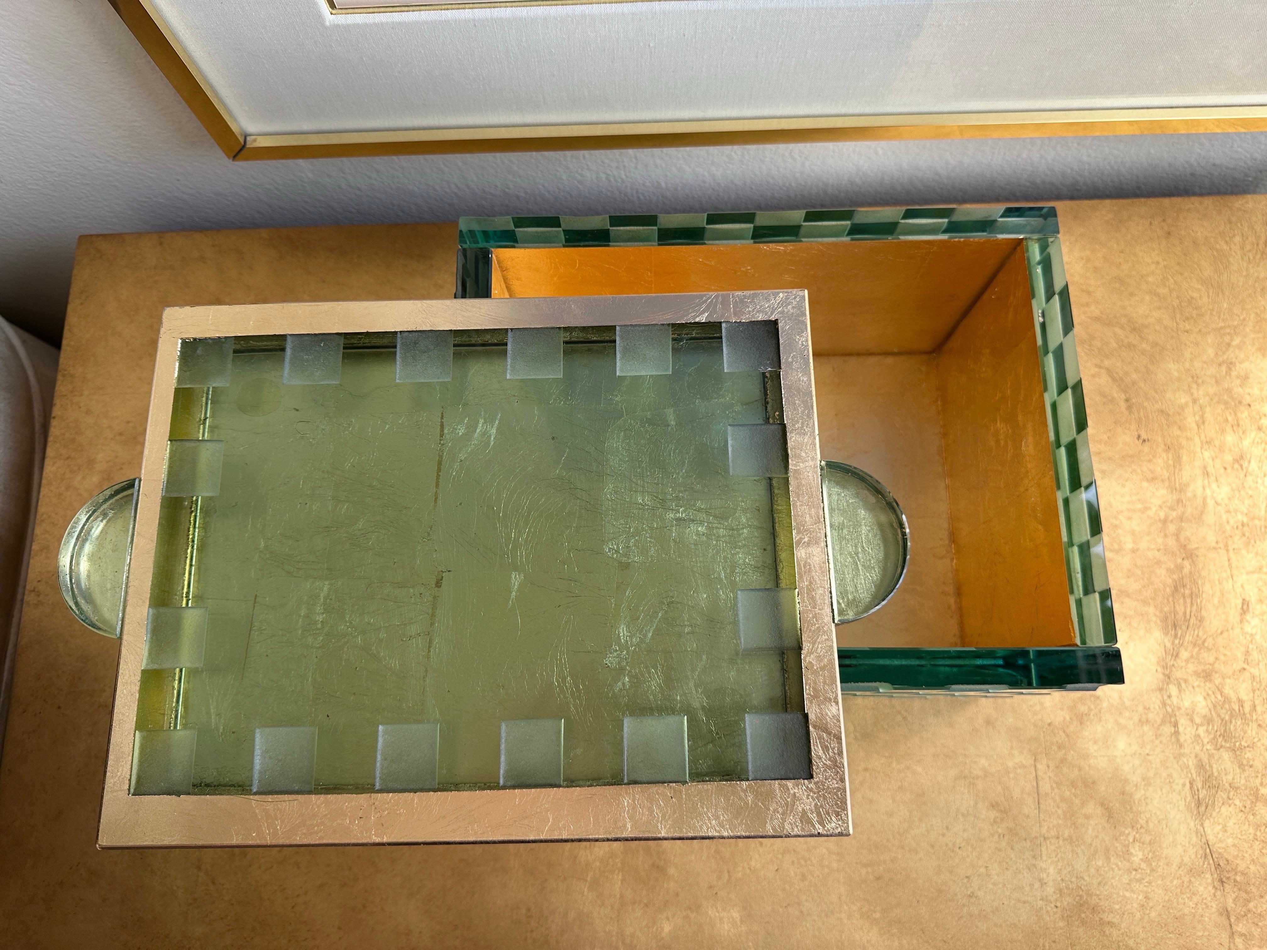 Etched Glass and Gold Leaf Decorative Box by Salvatore Polizzi For Sale 7
