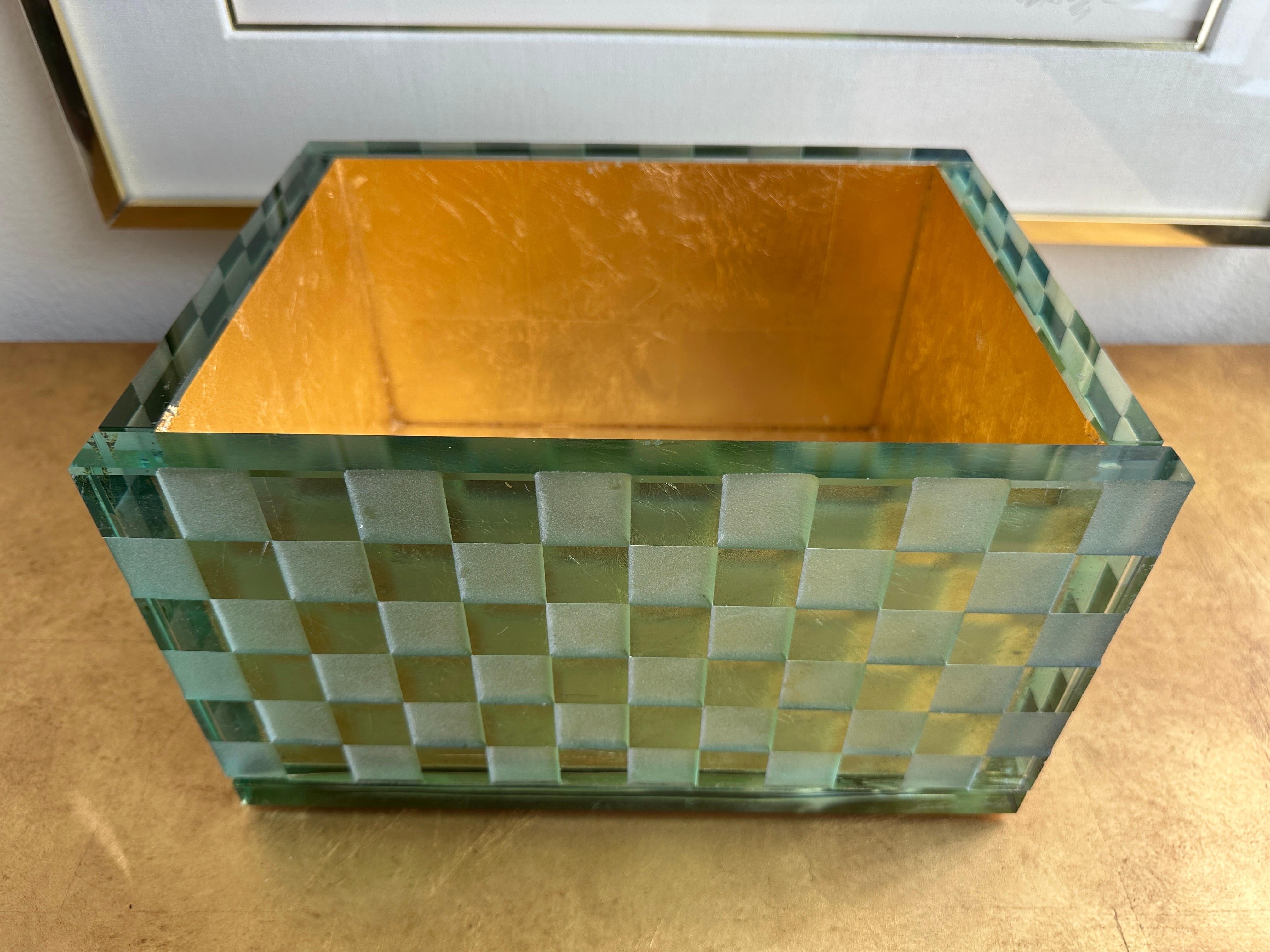 Etched Glass and Gold Leaf Decorative Box by Salvatore Polizzi For Sale 8