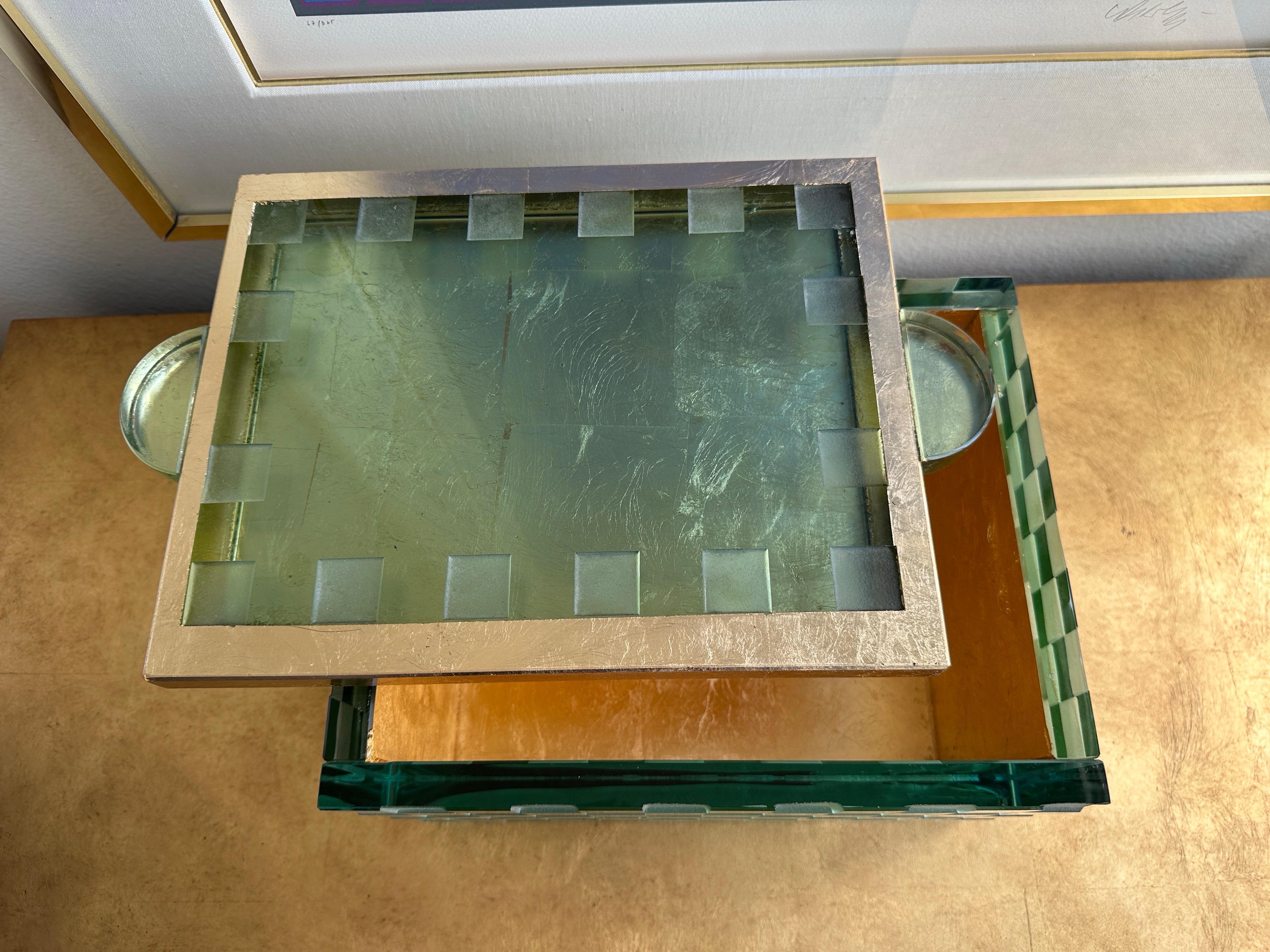 Etched Glass and Gold Leaf Decorative Box by Salvatore Polizzi For Sale 9