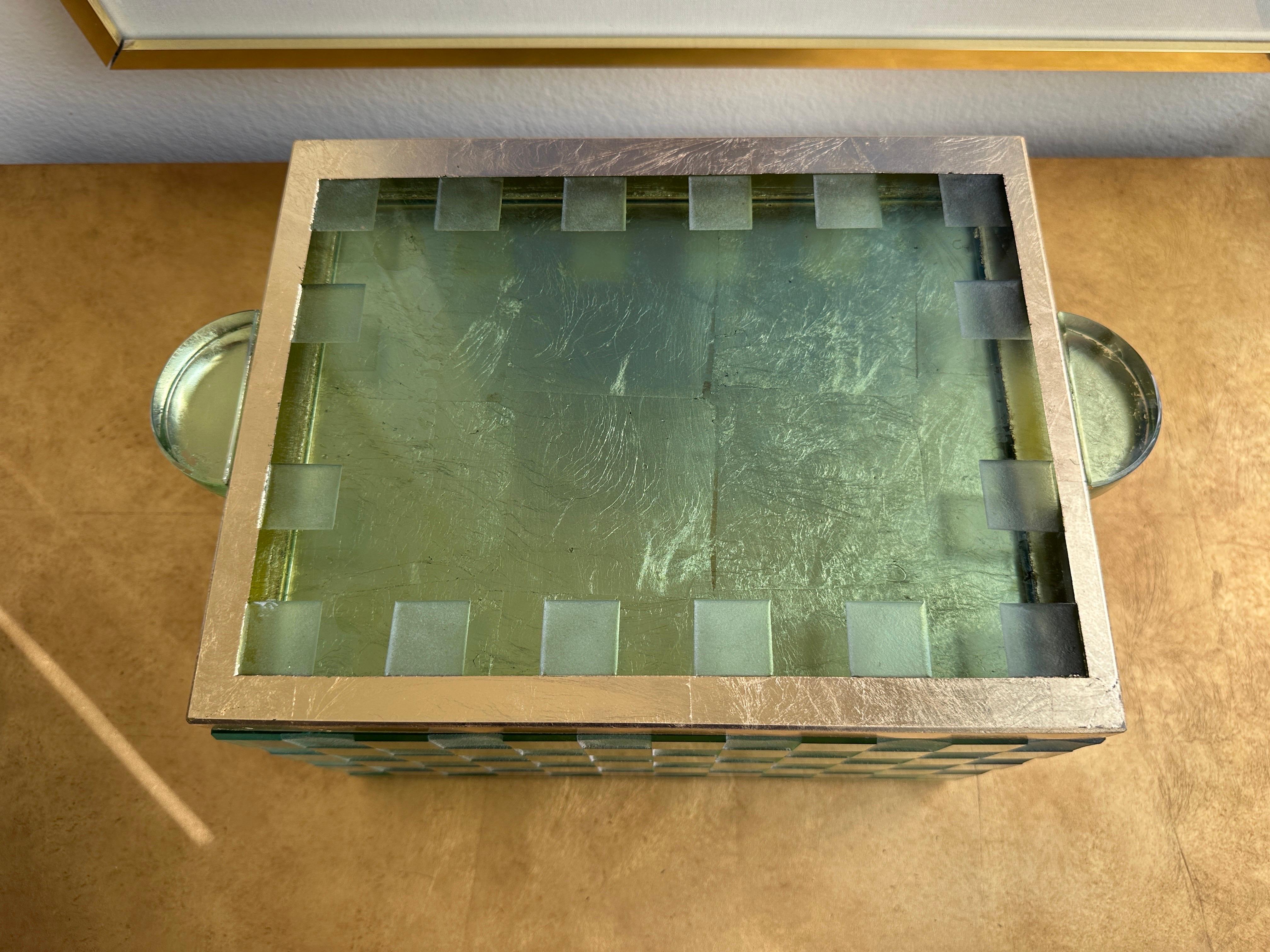 American Etched Glass and Gold Leaf Decorative Box by Salvatore Polizzi For Sale