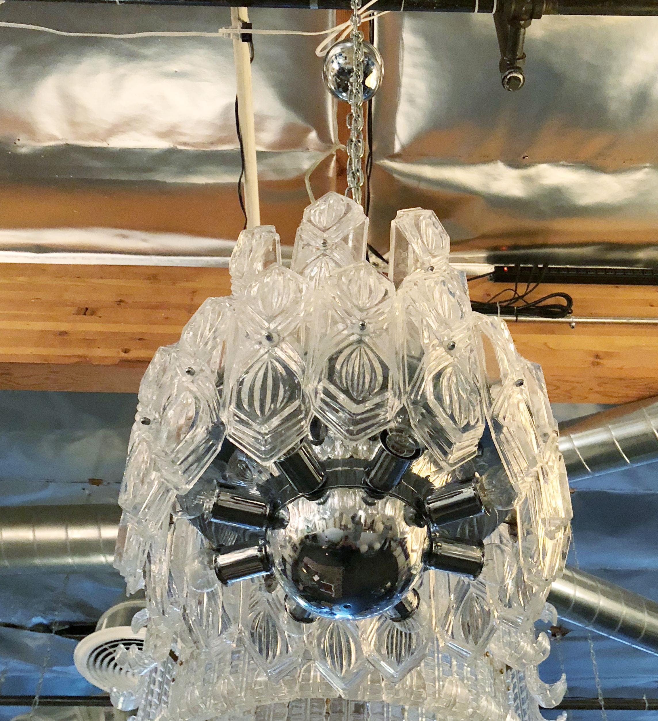 Italian Etched Glass Chandelier