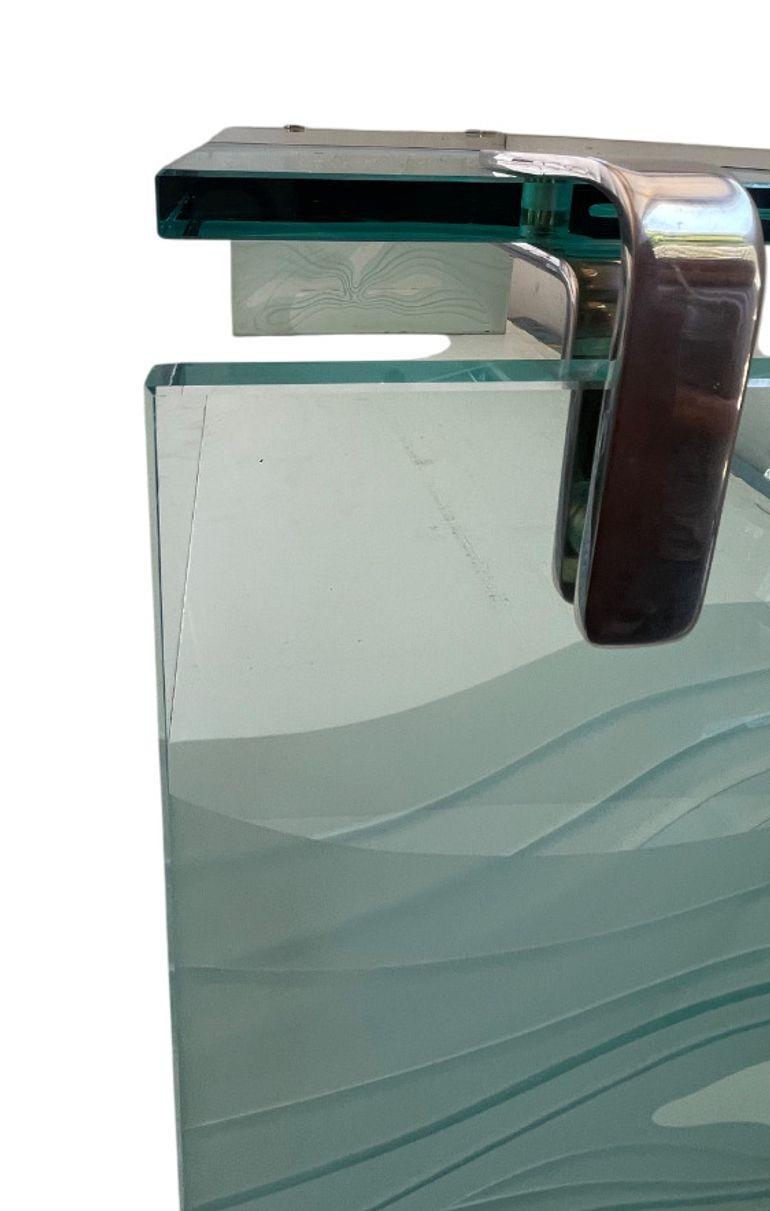 Etched Glass Coffee Table in the Style of Fontana Arte, Italy, 1960's. For Sale 2
