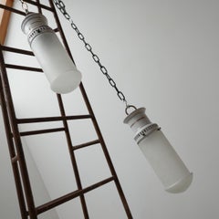 Etched Glass German Antique Tube Pendant Lights '4'
