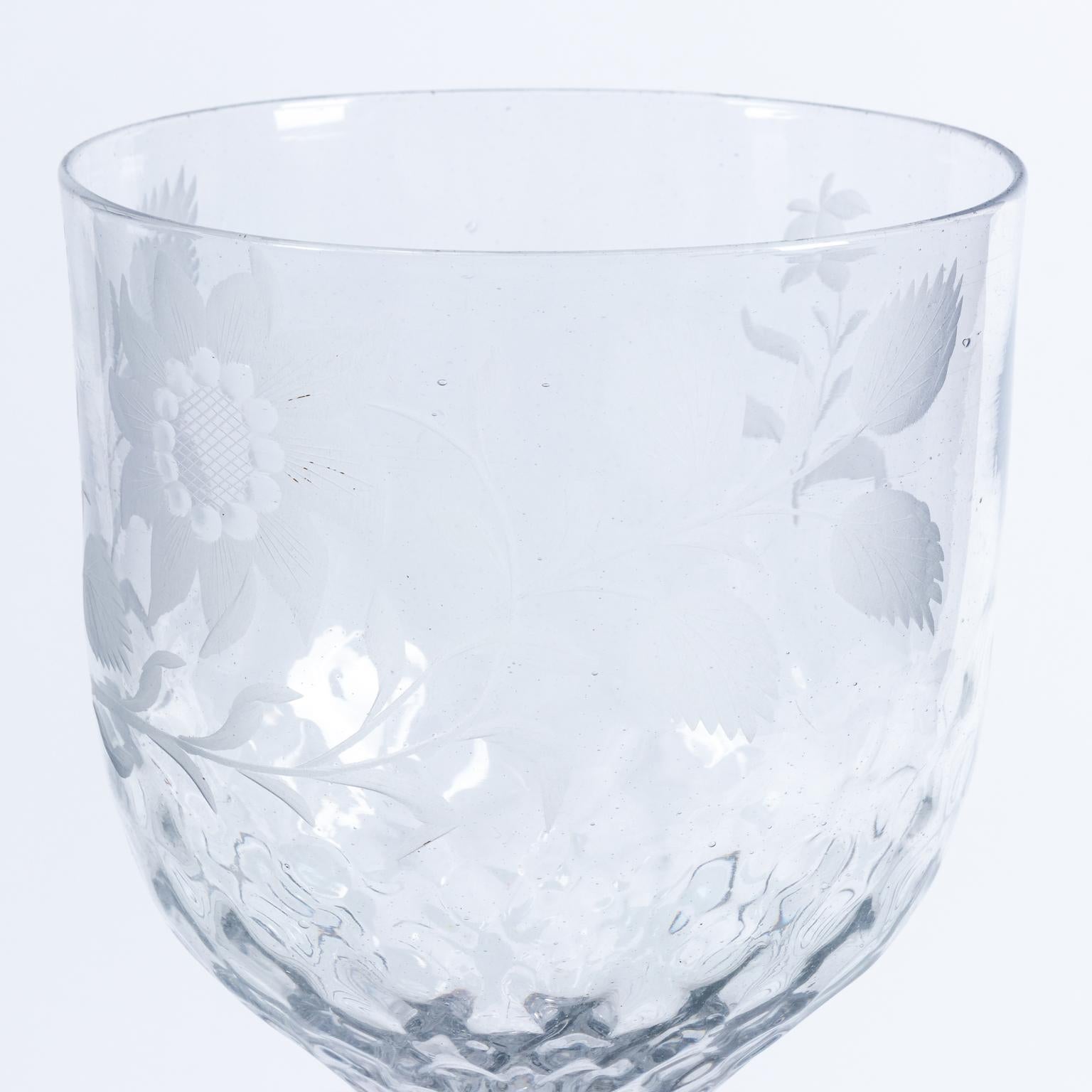 20th Century Etched Glass Goblet