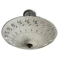 Used Etched Glass Light Fixture