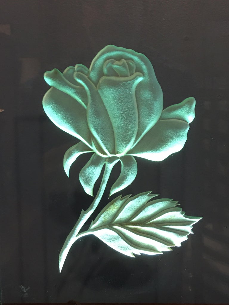 Etched Glass Light Up Rose For Sale at 1stdibs