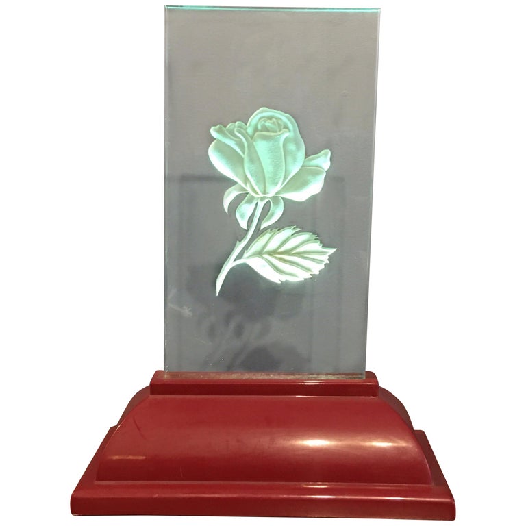 Etched Glass Light Up Rose For Sale at 1stdibs