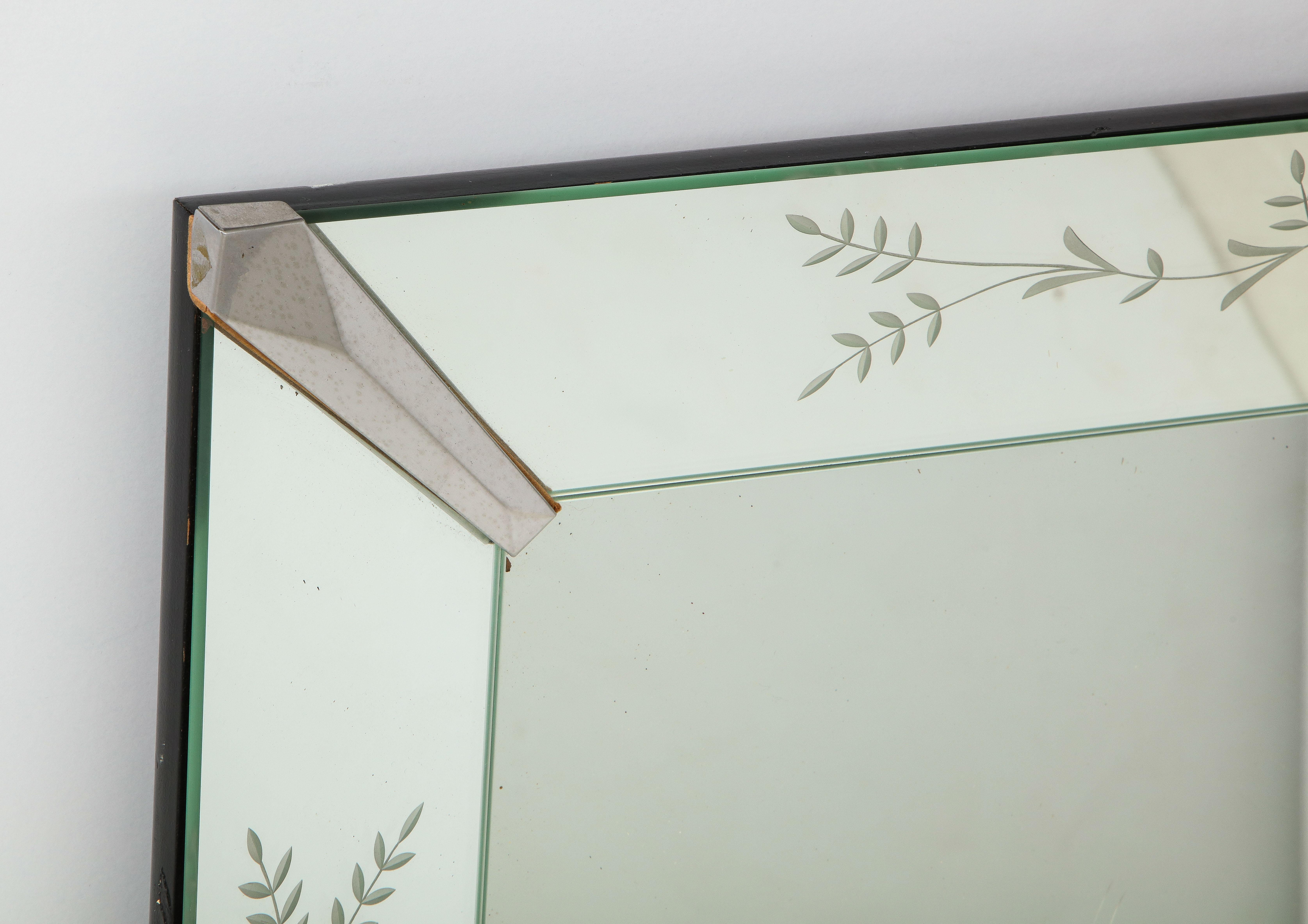 Etched Glass Mirror with Floral Motif 3
