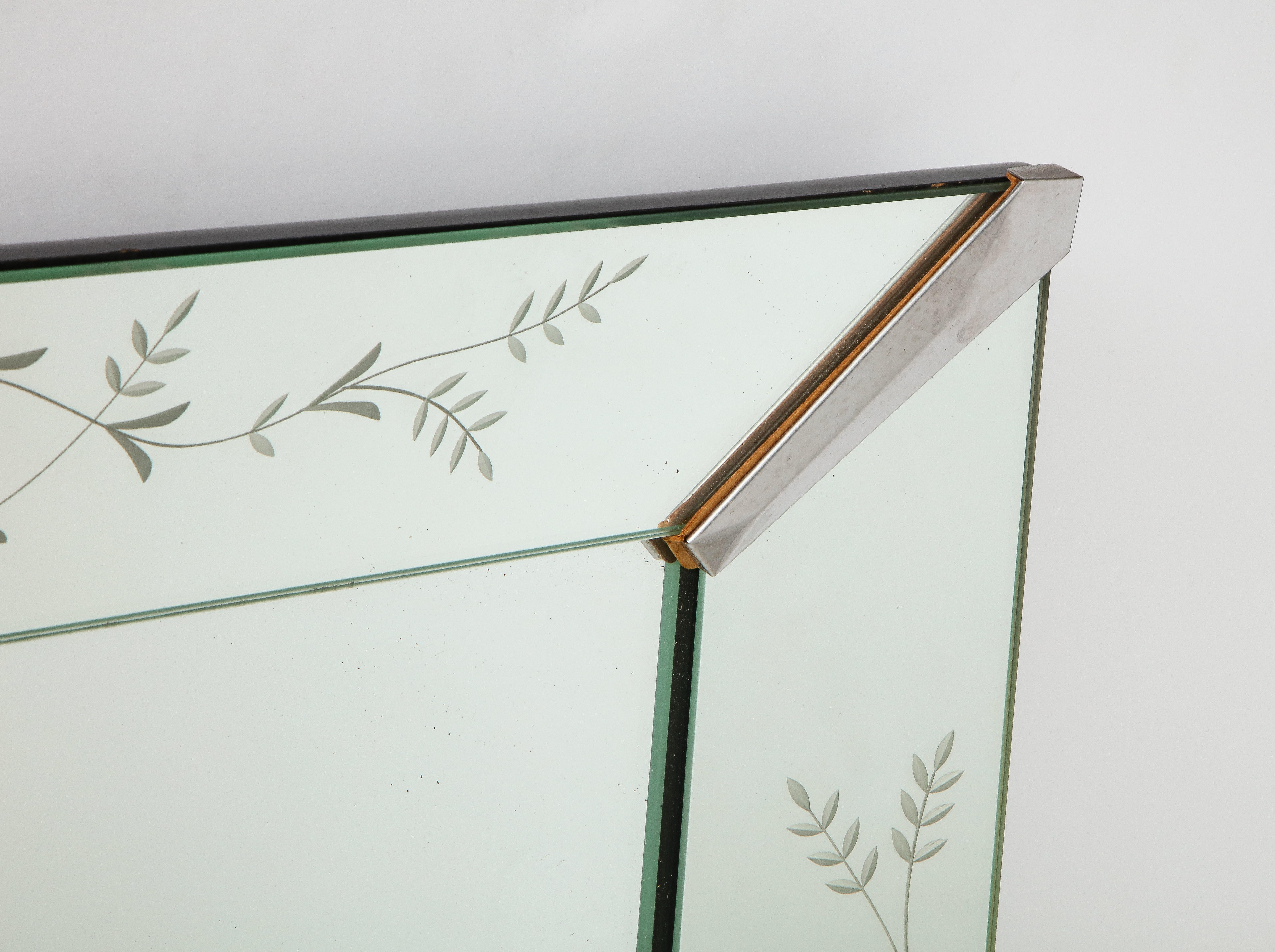 Etched Glass Mirror with Floral Motif 2