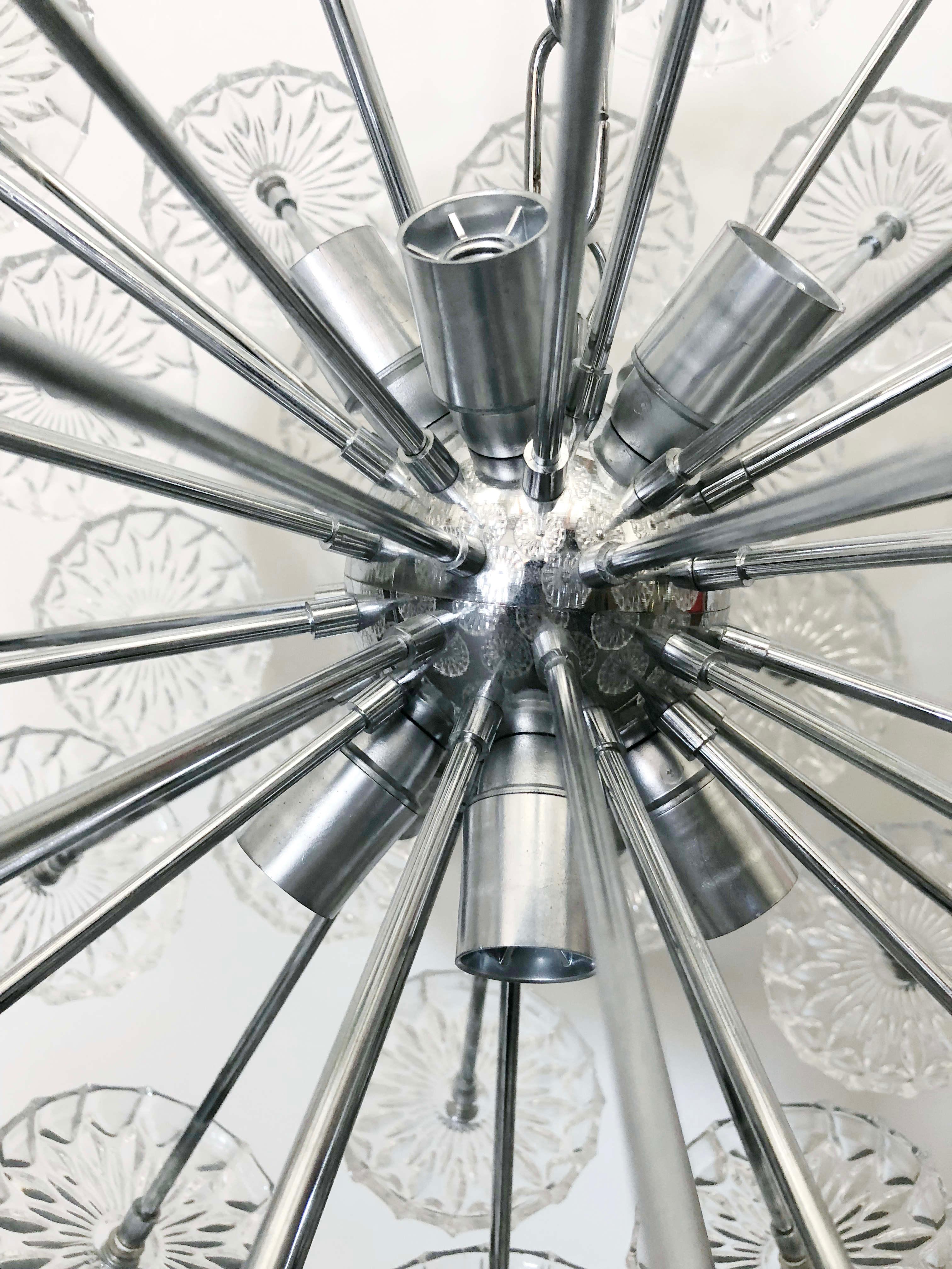 Italian Etched Glass Sputnik Chandelier