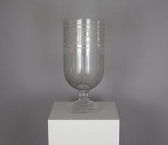 Etched Glass Vase with Greek Key Motif