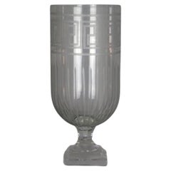Vintage Etched Glass Vase with Greek Key Motif