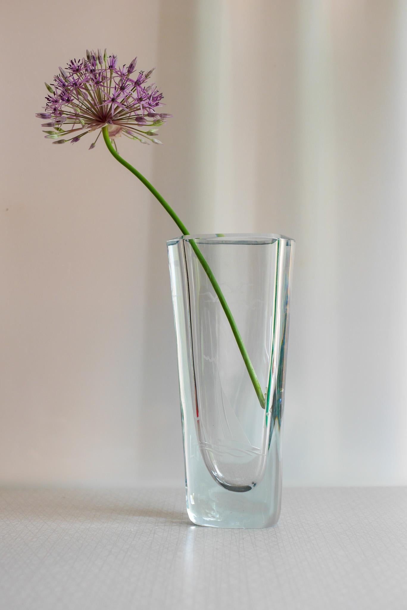 Swedish Etched glass vase with Nautical or Sailing theme from Strömbergshyttan, Sweden For Sale