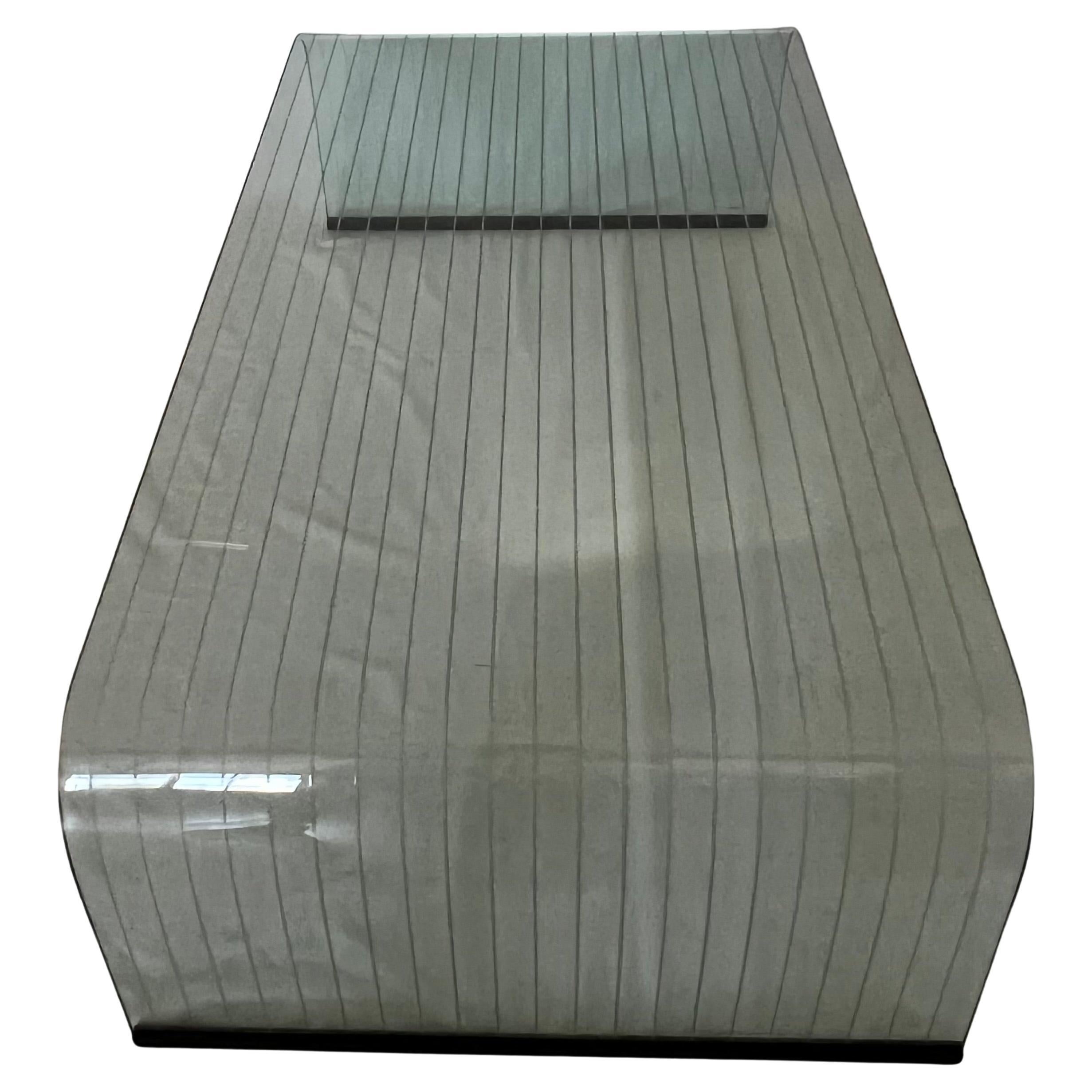 Etched Glass Waterfall Table by Angelo Cortesi for Fiam In Good Condition In palm beach, FL