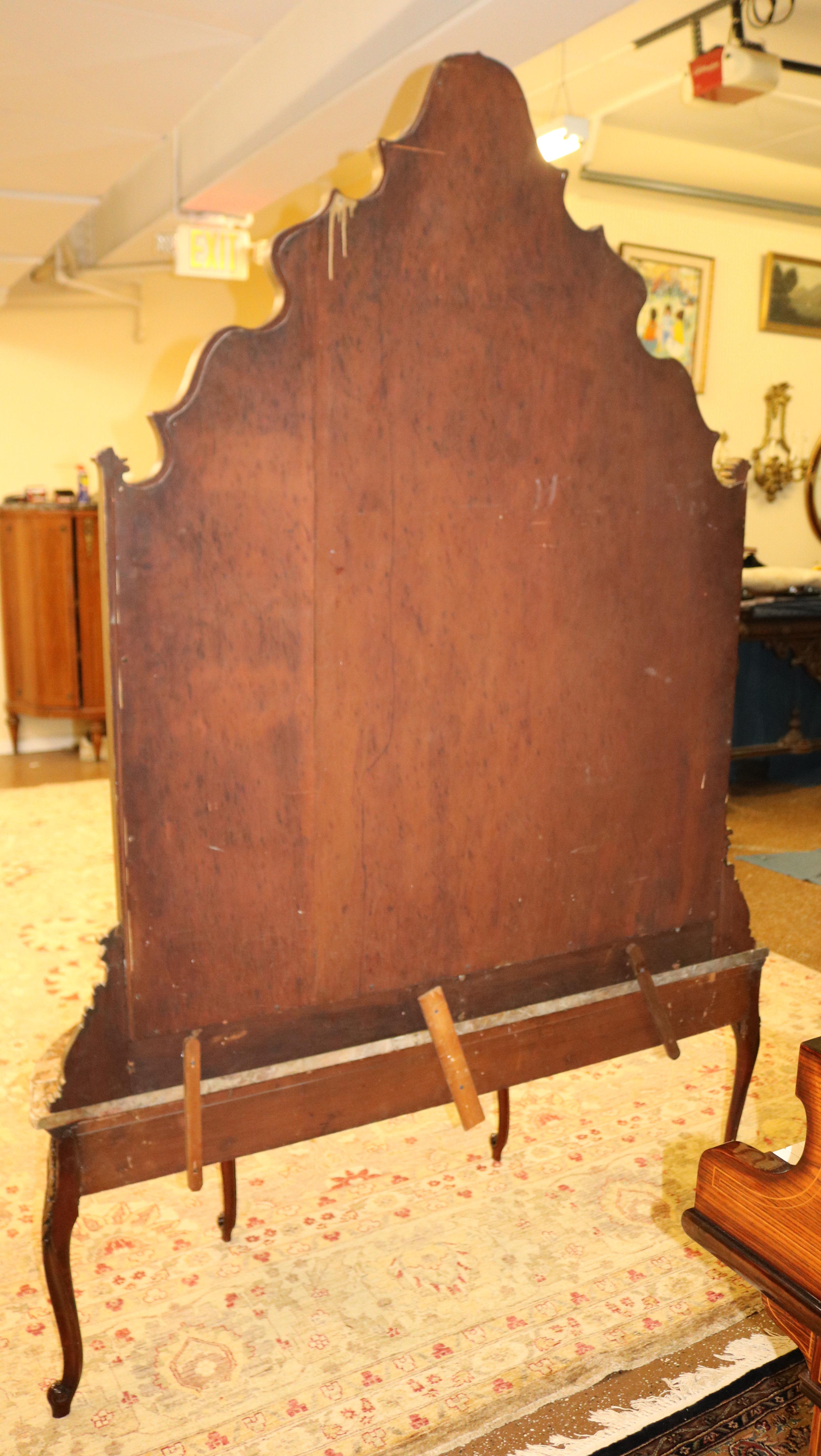 Etched Gold Mirror Marble Top Kingwood Vanity Circa 1920 For Sale 7