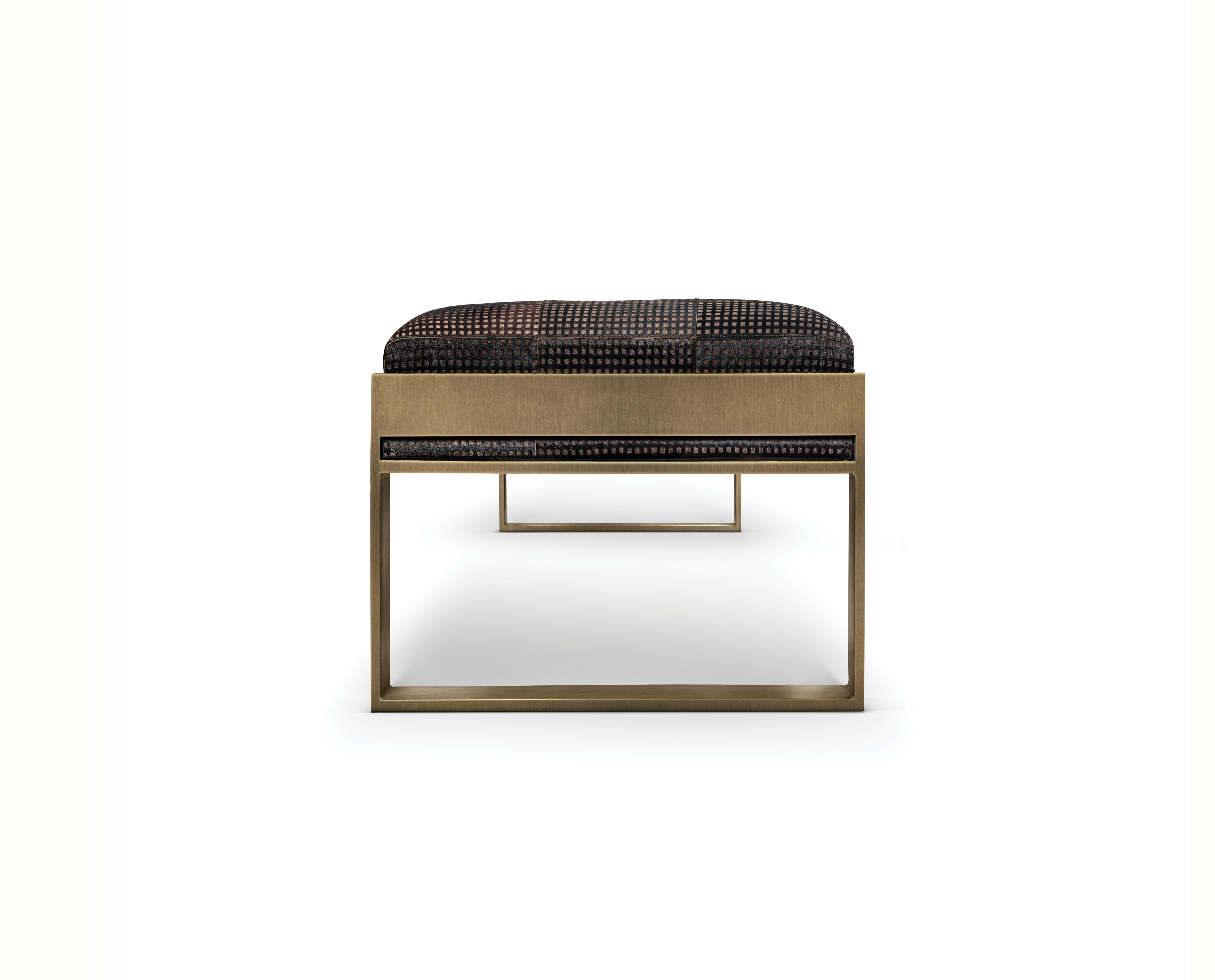 Contemporary Etched Hair-on Upholstery Jacob Bench by Madheke