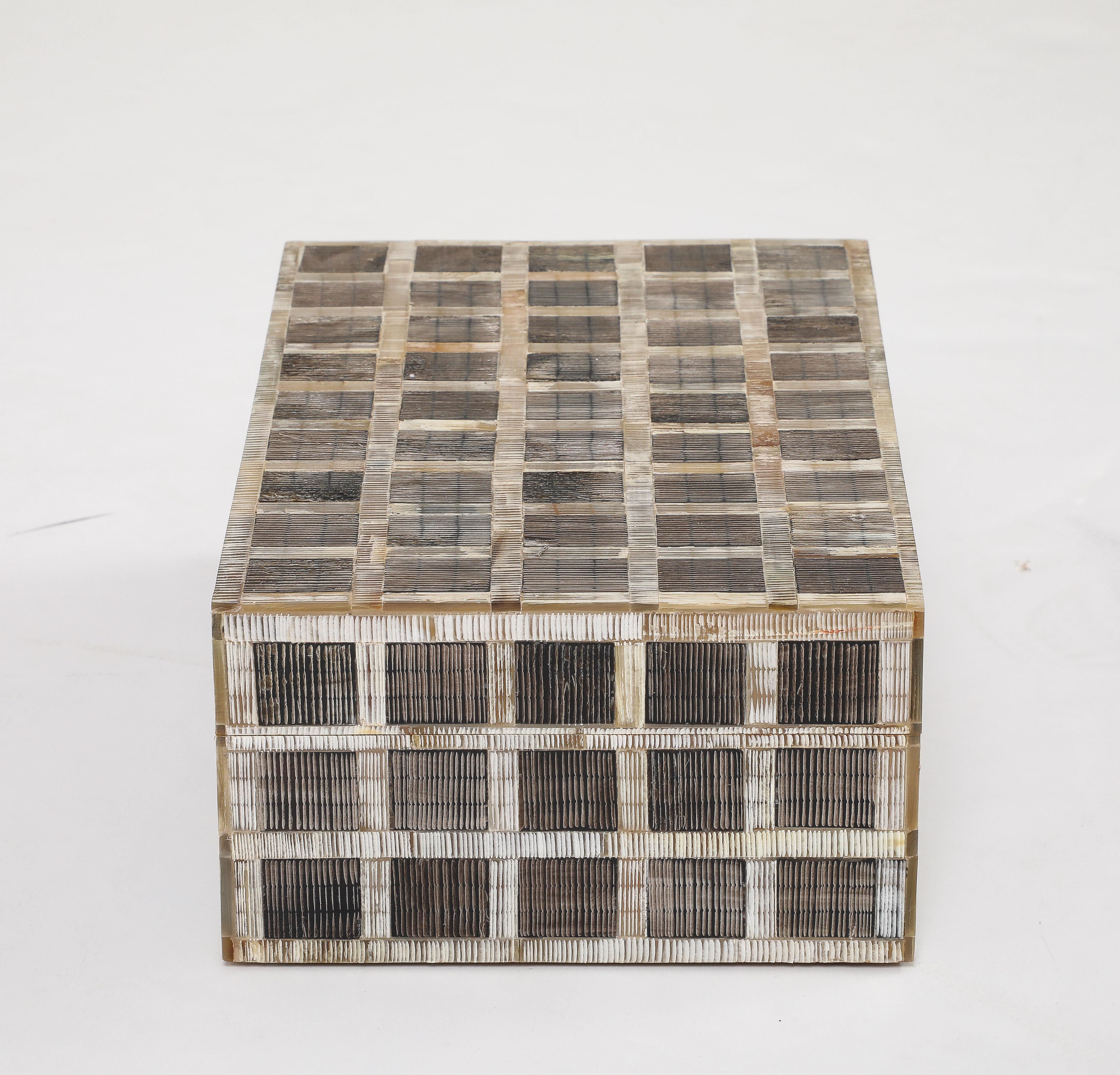 Geätzte Schachtel mit Horn Grid-Muster, 11x7 (21. Jahrhundert und zeitgenössisch) im Angebot