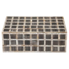 Etched Horn Grid Pattern Box, 11x7