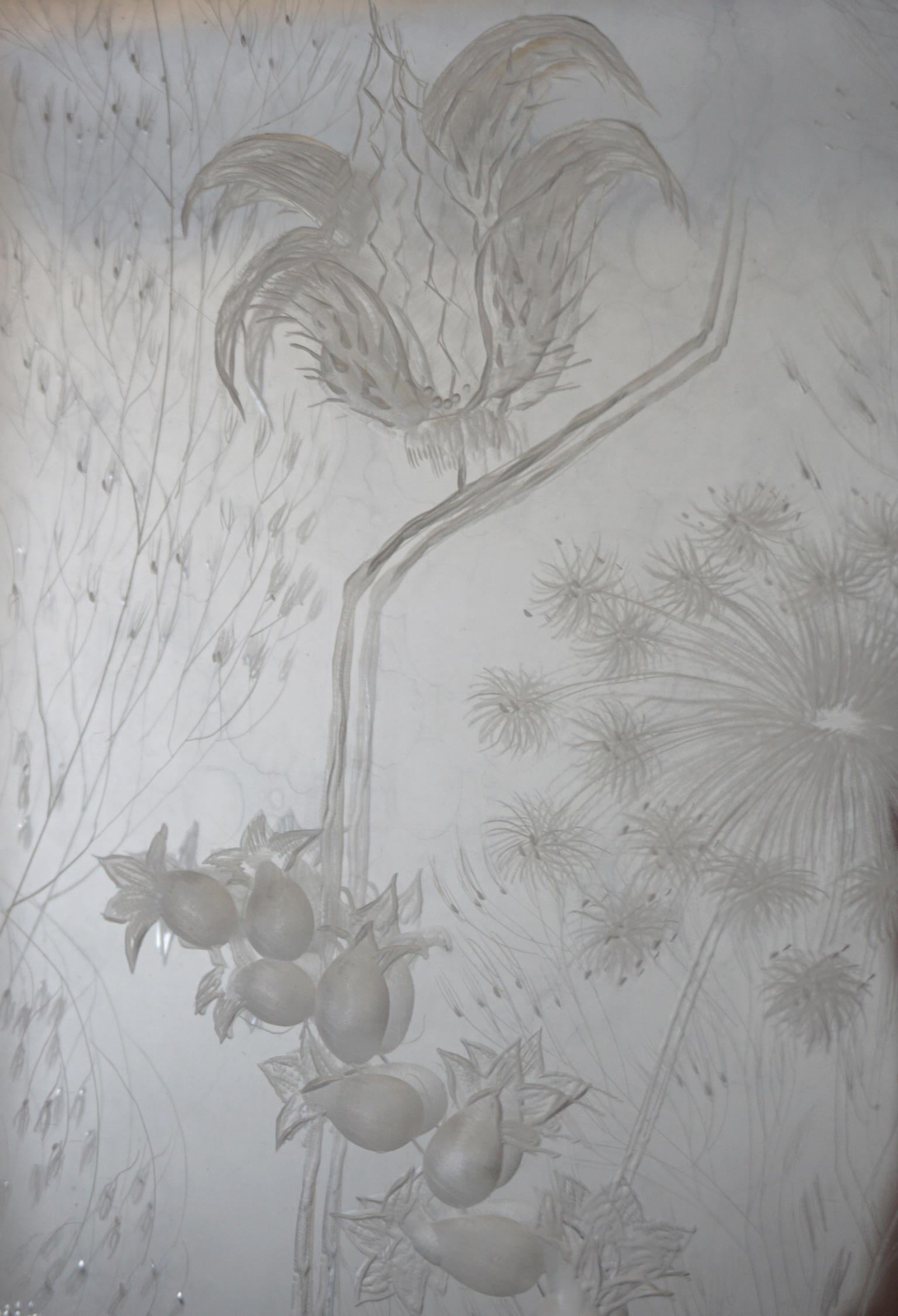 Etched Lucite Botanical Panel For Sale 1