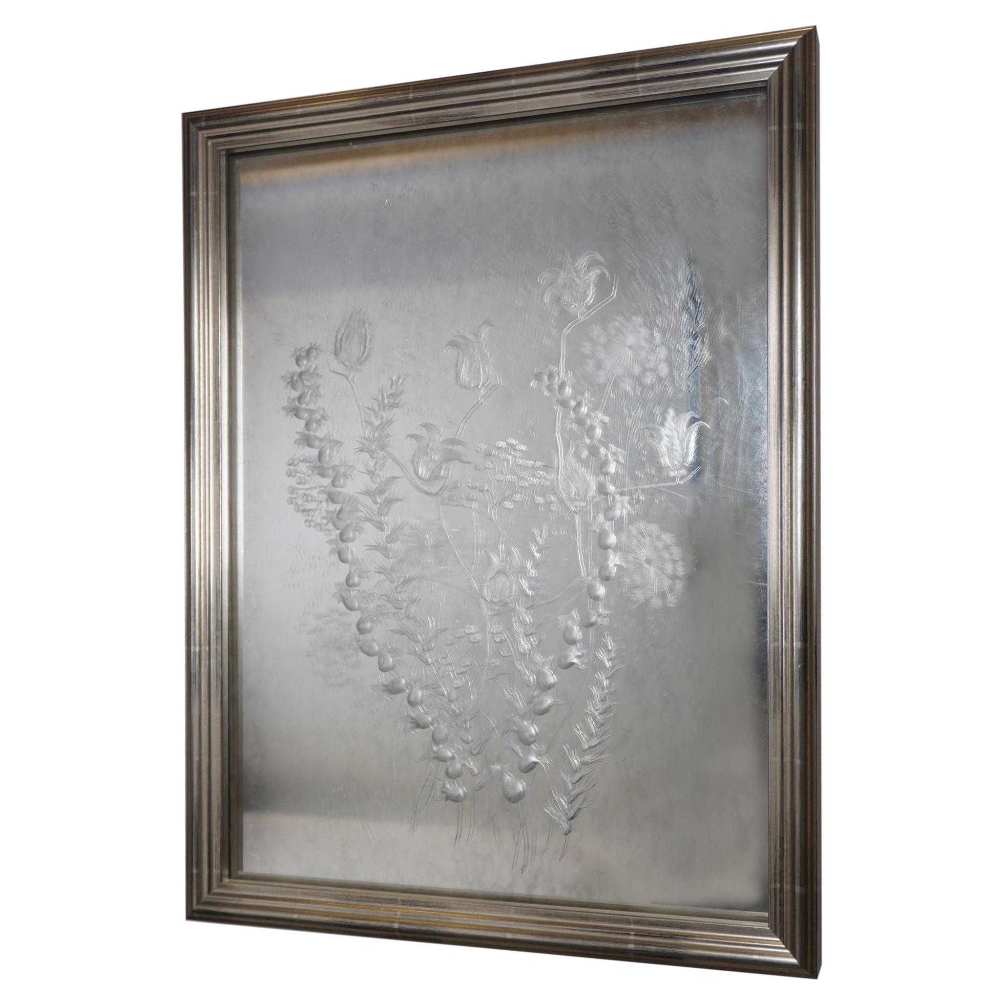 Etched Lucite Botanical Panel For Sale