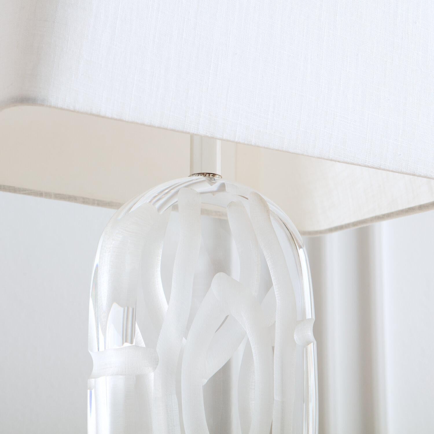 Mid-Century Modern Etched Lucite Table Lamps by Van Teal
