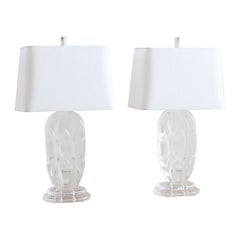 Etched Lucite Table Lamps by Van Teal