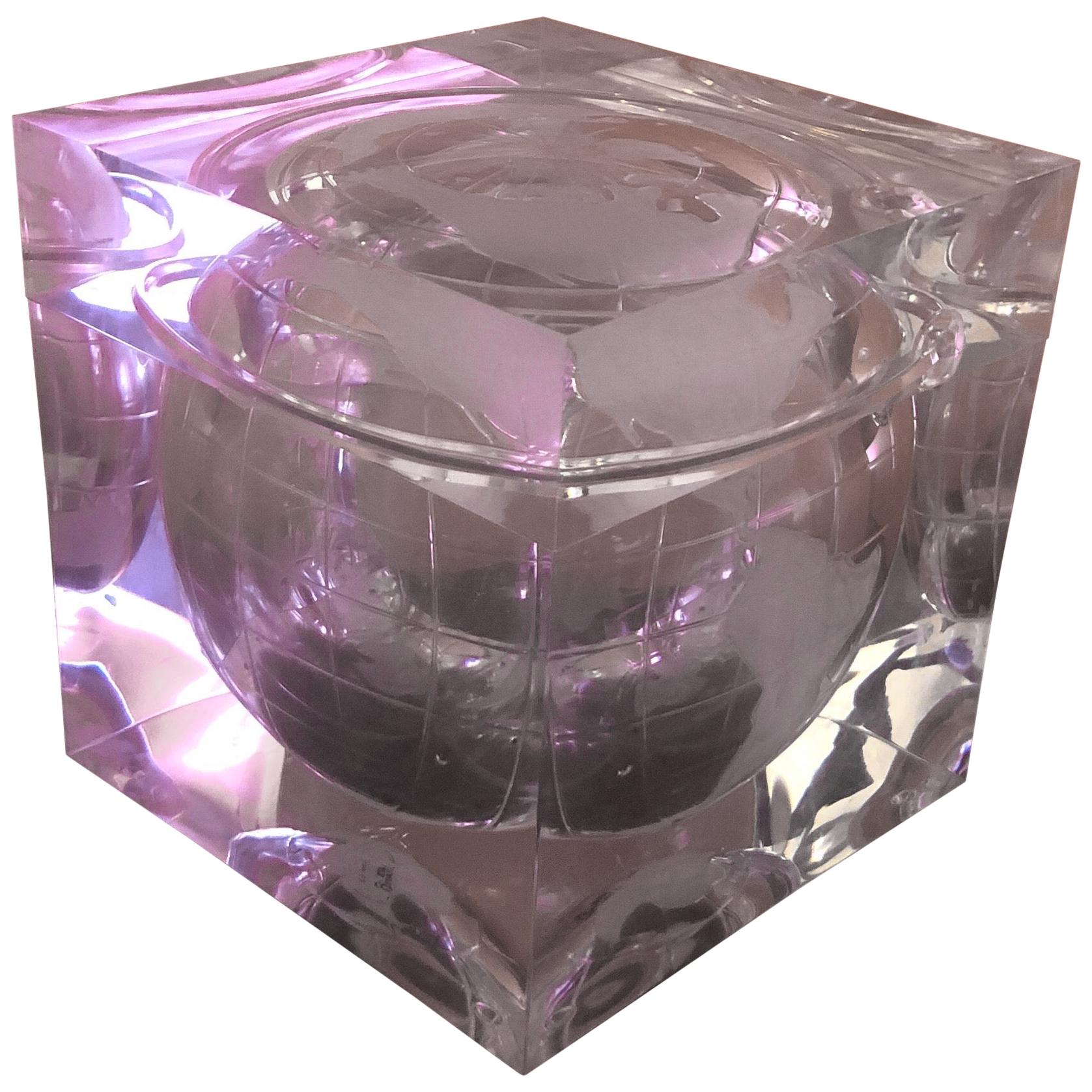 Eiskübel aus geätztem Lucite mit Weltkugeln von Alessandro Albrizzi