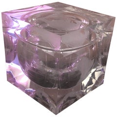 Etched Lucite World Globe Ice Bucket by Alessandro Albrizzi