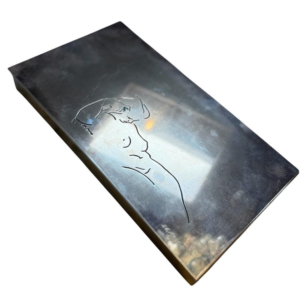 Etched Metal Box With Nude Line Figure