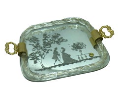 Vassoio a specchio in vetro di Murano acidato di Ercole Barovier, Italia, anni '1950