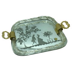 Etched Murano Glass Mirrored Tray by Ercole Barovier, Italy, 1950s