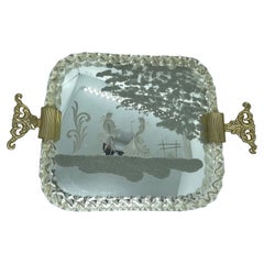 Geätztes verspiegeltes Muranoglas-Tablett von Ercole Barovier, Italien, 1960er Jahre