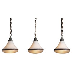 Etched & Opaline Two-Tone Pendants, Germany circa 1930