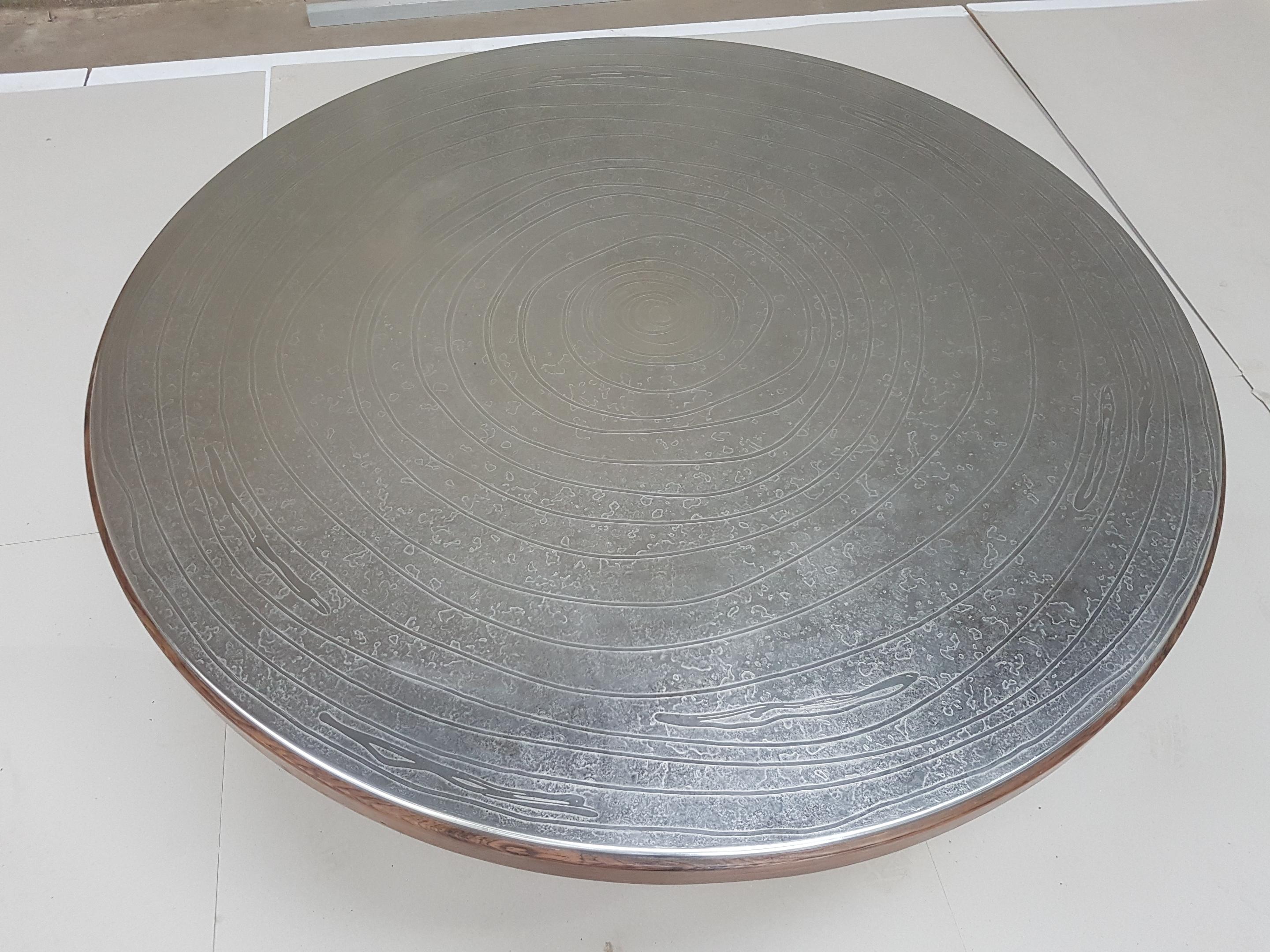 Etched Pewter Coffee Table by Christian Krekels In Good Condition For Sale In Pasadena, CA