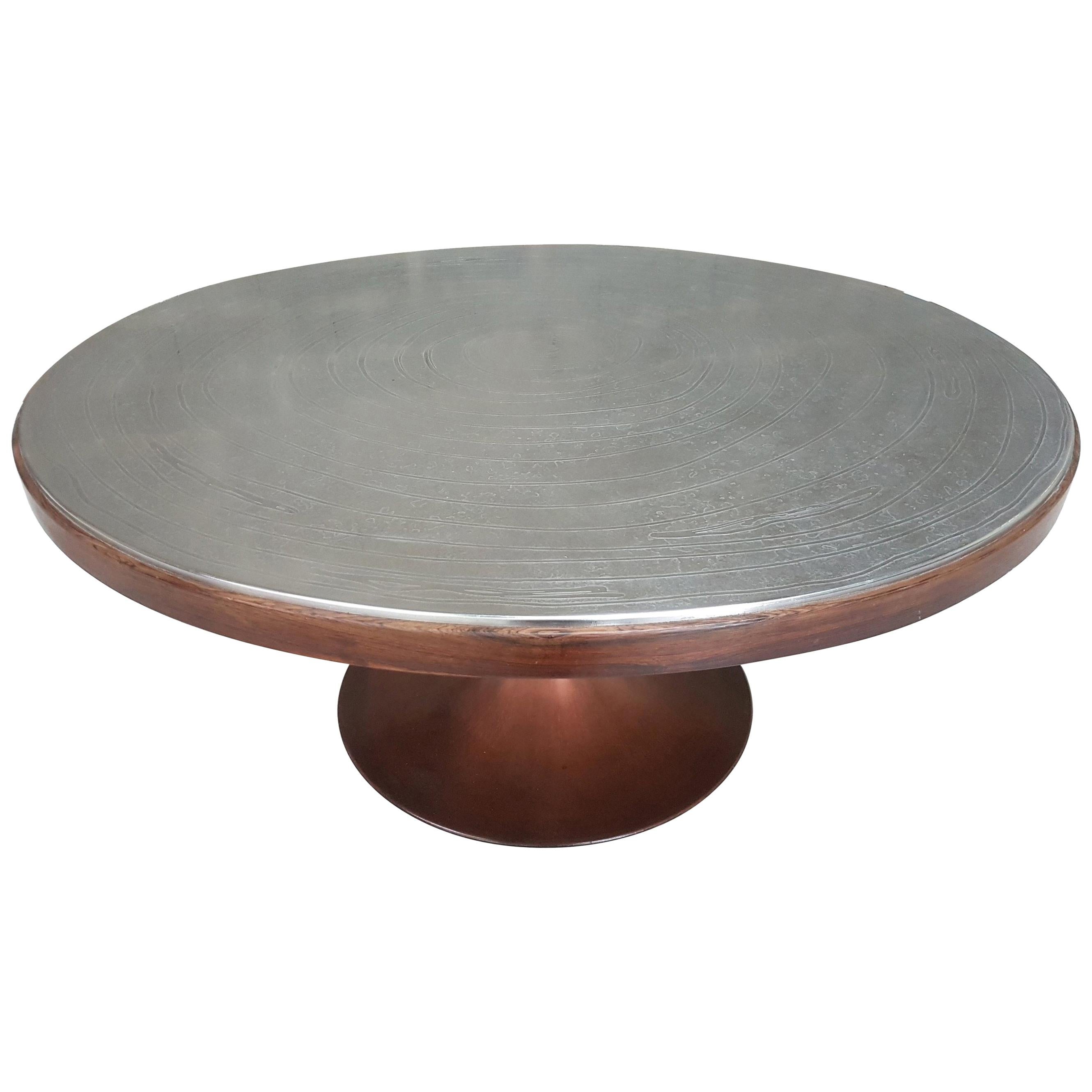 Etched Pewter Coffee Table by Christian Krekels For Sale