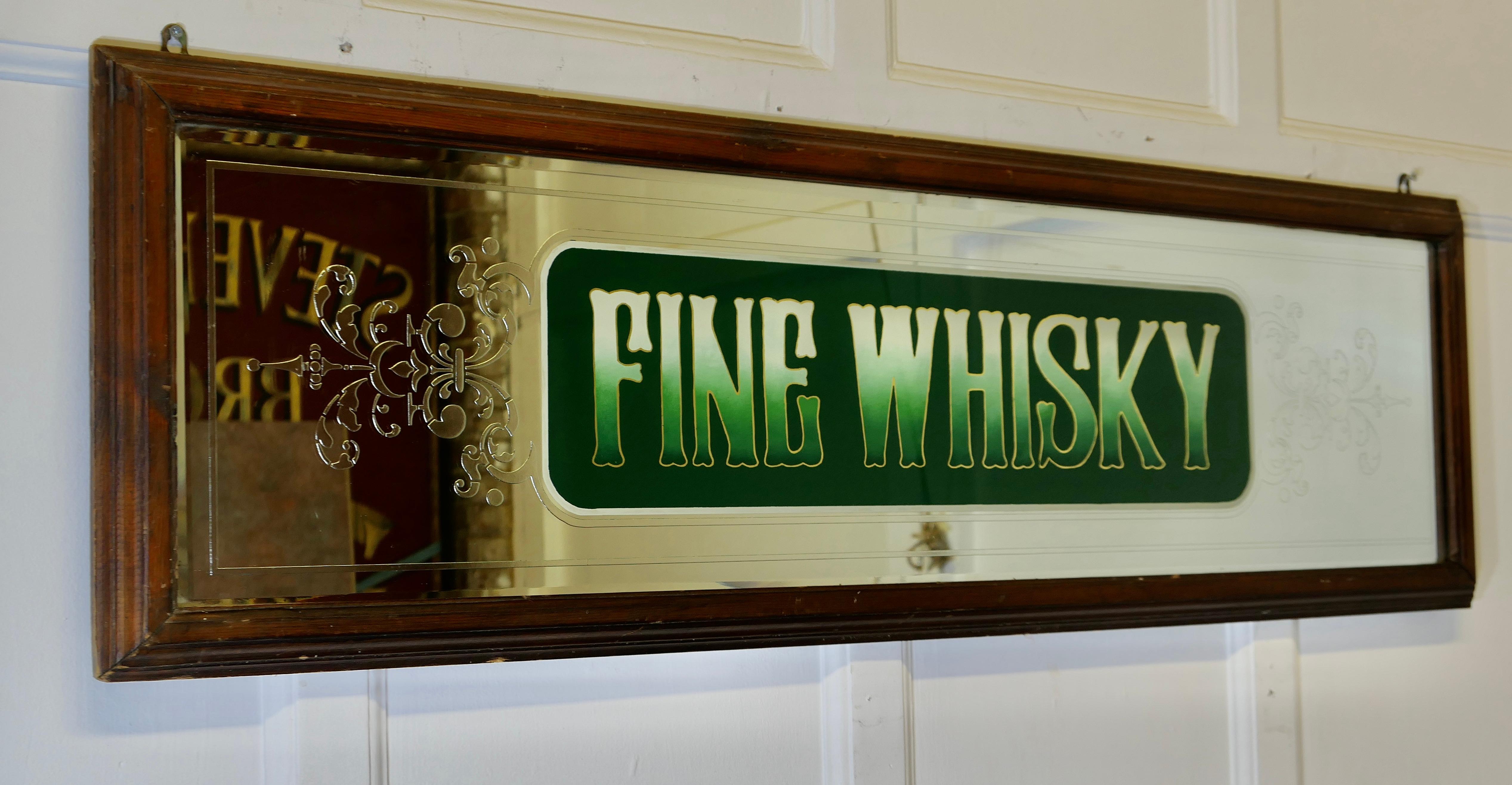 Miroir de pub gravé Enseigne publicitaire pour whisky fin Bon état - En vente à Godshill, Isle of Wight