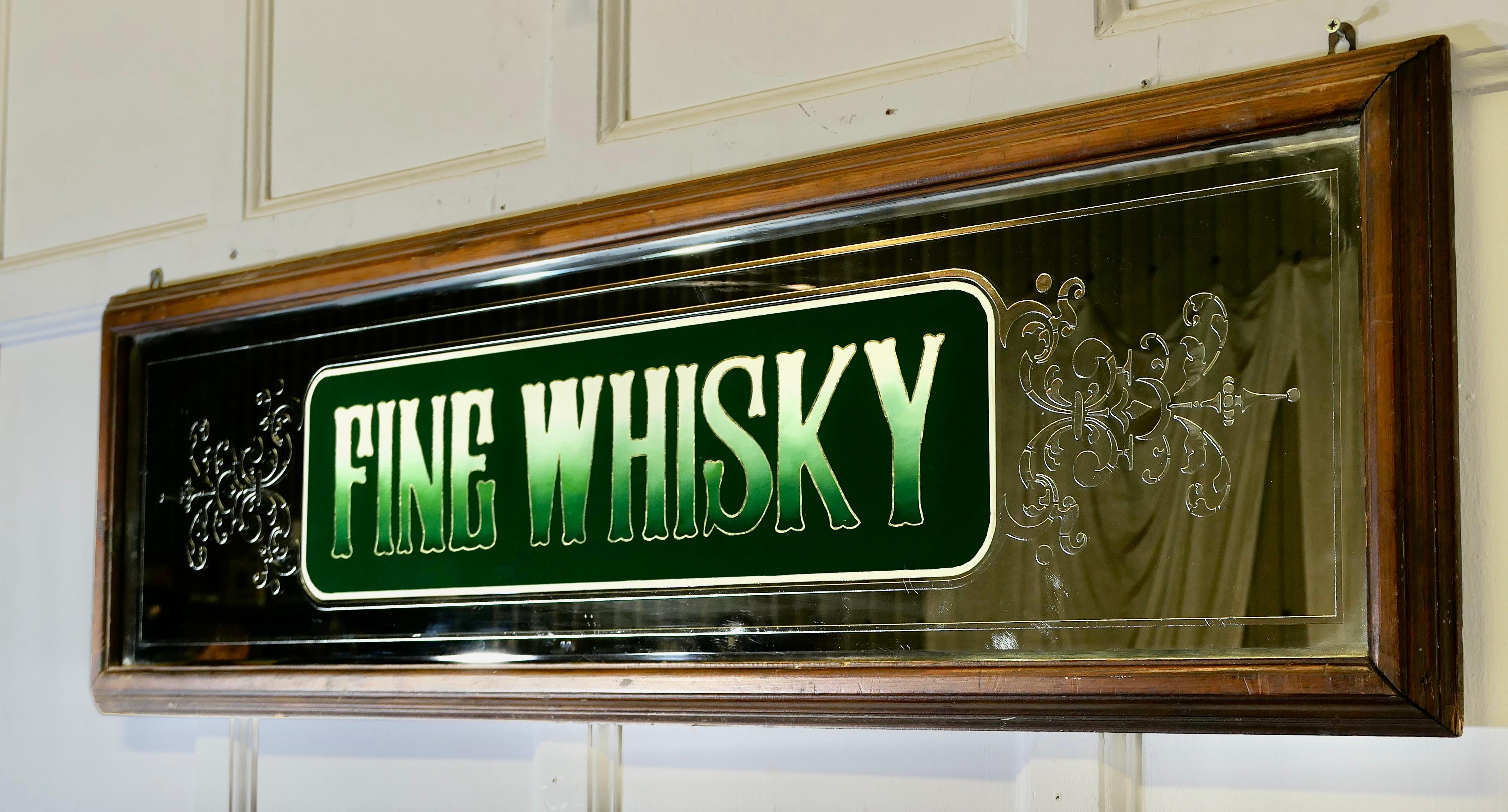 Milieu du XXe siècle Miroir de pub gravé Enseigne publicitaire pour whisky fin en vente