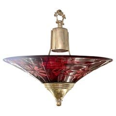 Etched Ruby Red Light Fixture